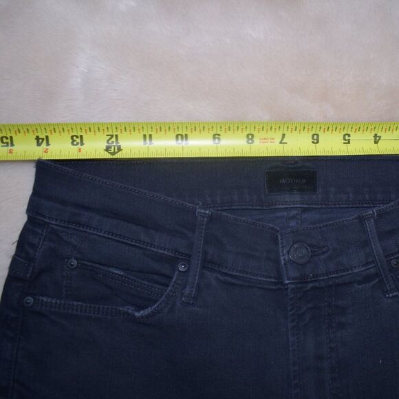 Mother Stunner Ankle Fray Jeans Black Size 29 Distressed Cropped Stretch - Picture 8 of 15